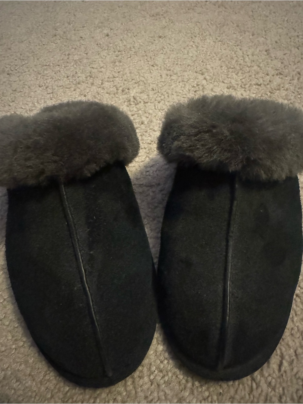 UGG Black Shearling Cuff Slippers